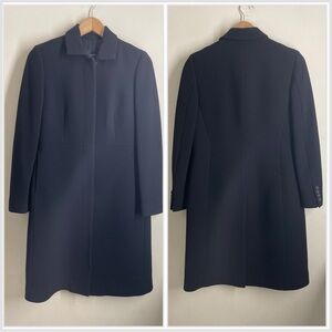 J. Crew Double Cloth Wool Long Coat Black Size 4 Petite Classic Minimalist